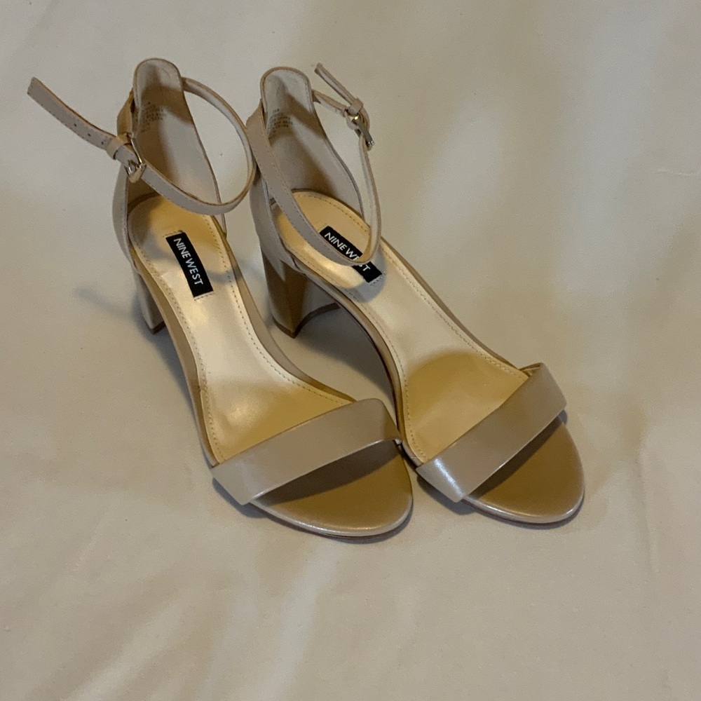 Nine West Beige Ankle Strap Heels